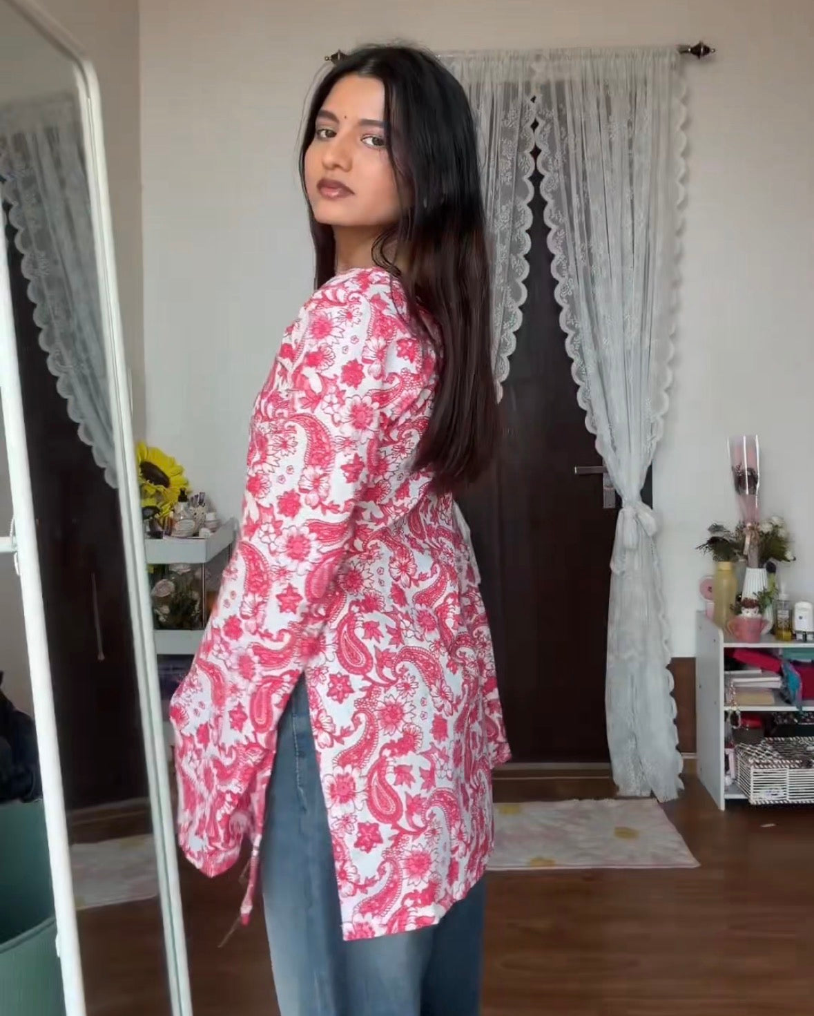 PINK PRINTED KURTI