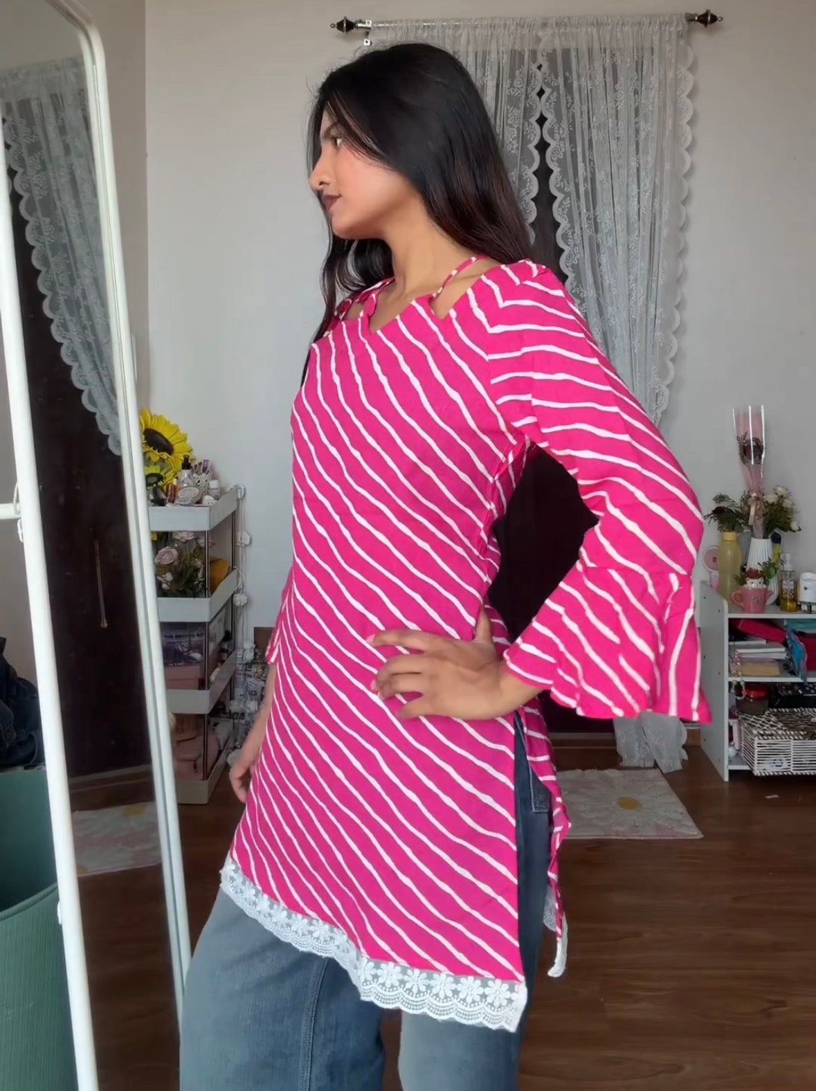 PINK STRIPED KURTA