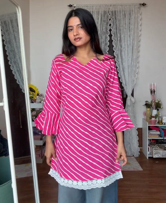 PINK STRIPED KURTA