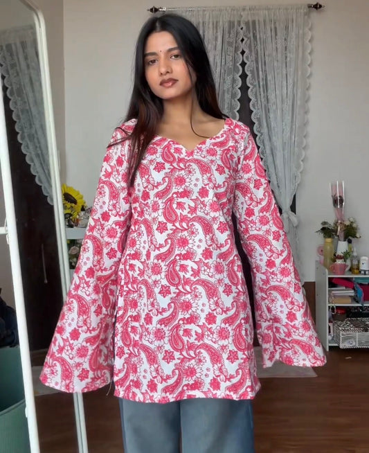 PINK PRINTED KURTI